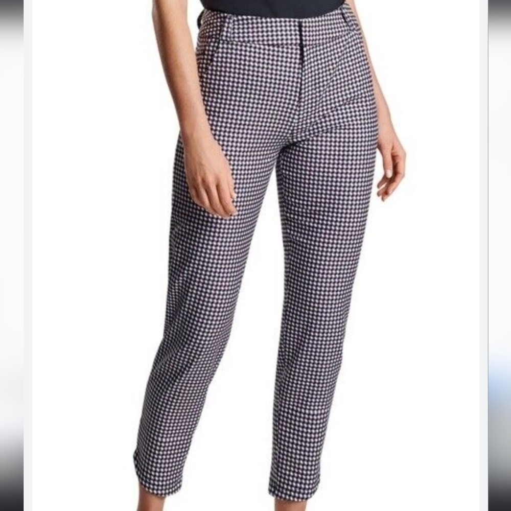 Peter Millar Black and White Houndstooth Cropped Ankle Pants